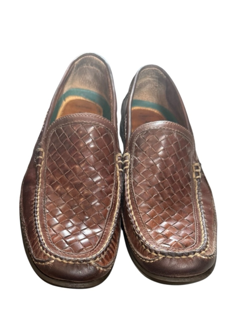 Johnston & Murphy Woven Leather Loafers Brown J&M Flex Slip On Comfort 10 1/2 - Picture 2 of 11